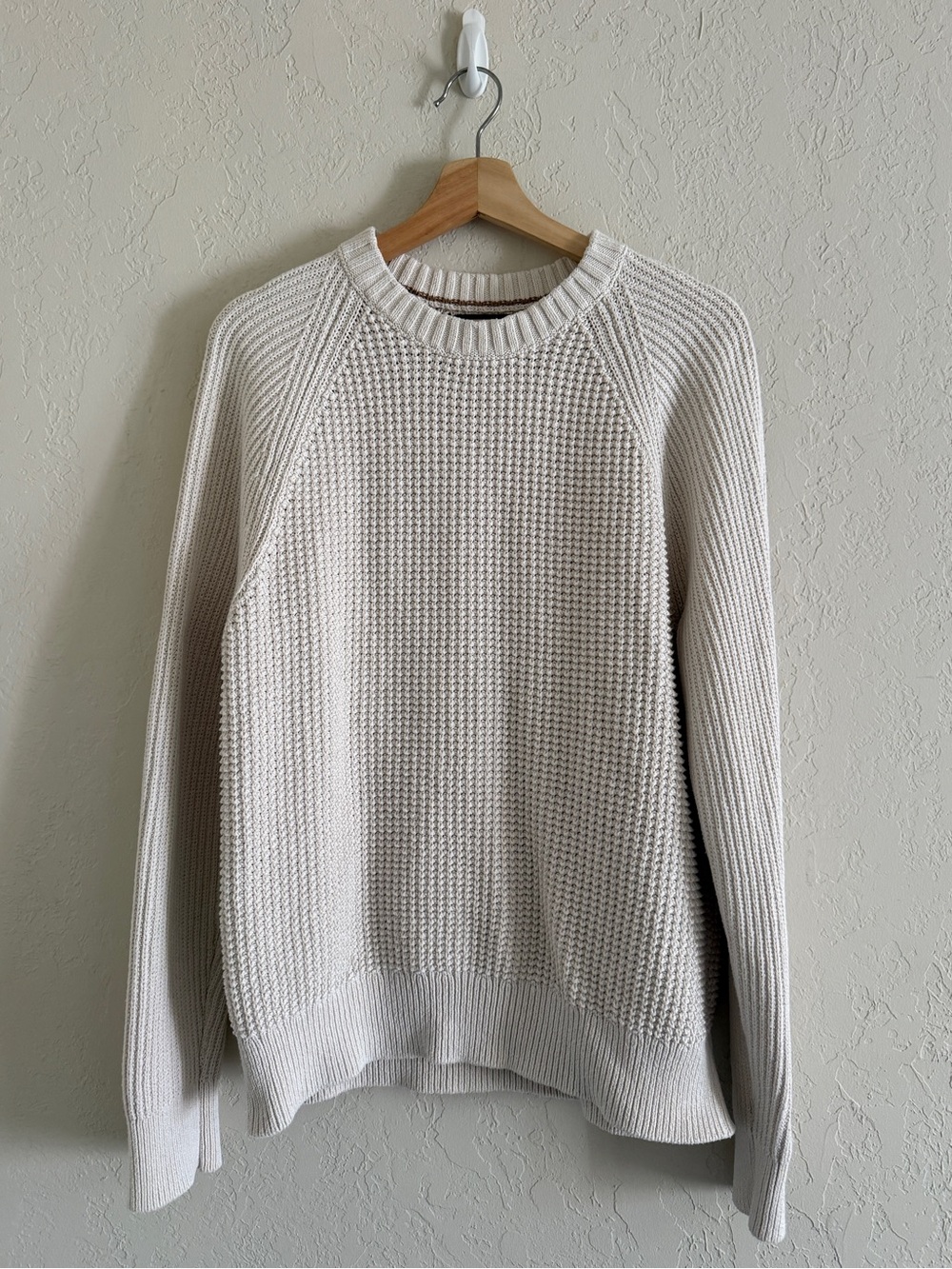 Banana Republic Cream Waffle Knit Crewneck Sweater 100% Cotton